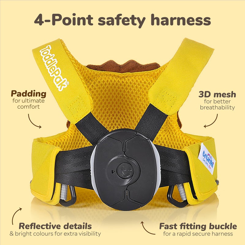 Trunki Toddler Leash - Fuss Free Toddler Walking Reins & Kids Safety Harness | Baby Leash for Kids - Leeroy Lion (Yellow) - Image 2